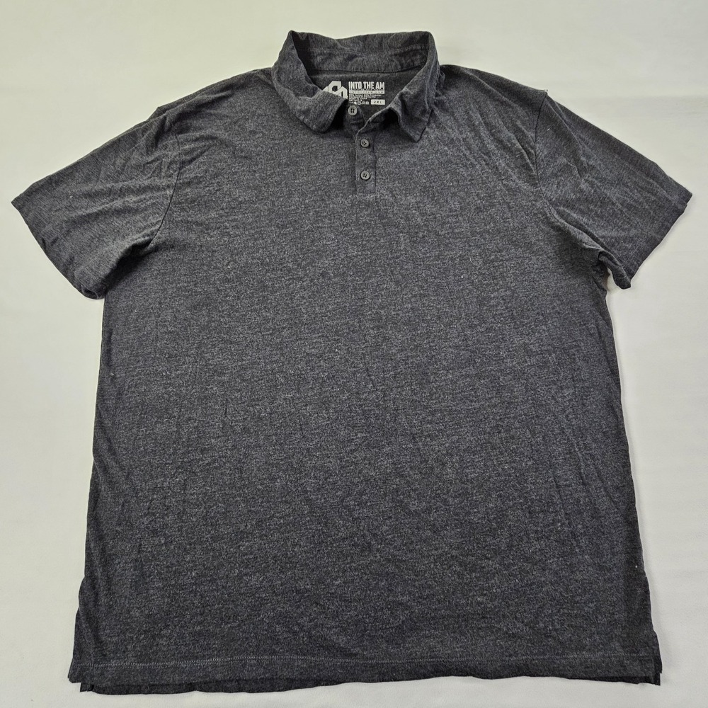 Into the AM Gray Short Sleeve Cotton Blend Polo Shirt Men's 2XL
